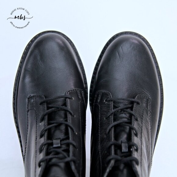 NWOT J. Crew Gwen Lug Sole Lace Up Polished Leather Ankle Boots Black Women 9.5 - Picture 10 of 14